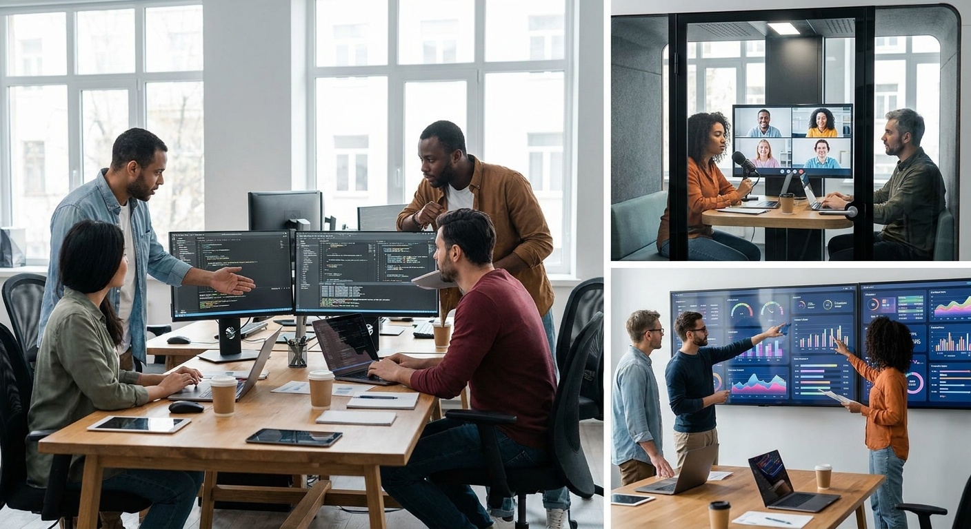 Team arbeitet gemeinsam an digitalen Prozessen